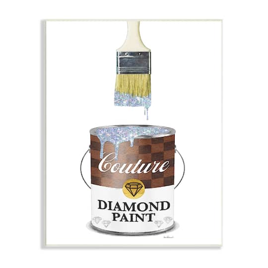 Stupell Industries Couture Diamond Paint Brown Fashion Pattern Pop Brush Wall Plaque